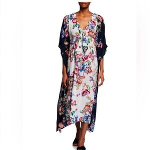 Johnny Was Maya Kaftan floral-print colorful coverup dress size large tropical